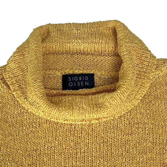 Sigrid Olsen Top Size Medium Silk Blend Knit Sweater Sleeveless Cowl Neck Yellow - Picture 3 of 9